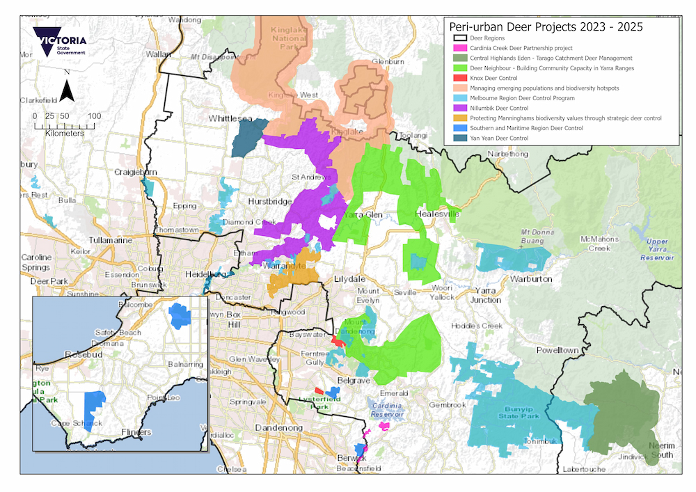 Peri Urban Deer Control Program Projects Map