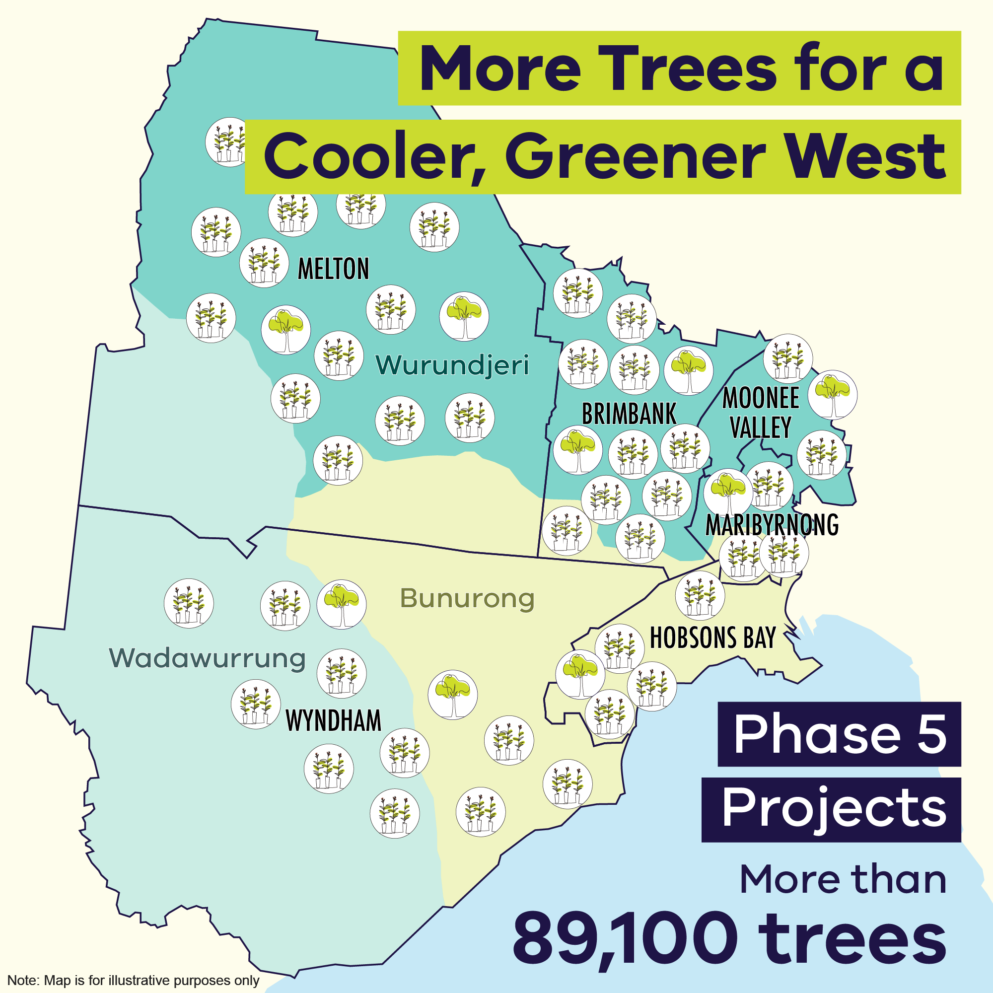 Map of Phase 5 planting locations.